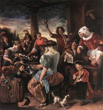 ヤン・ステーン Painting - 陽気なパーティー オランダの風俗画家ヤン・ステーン